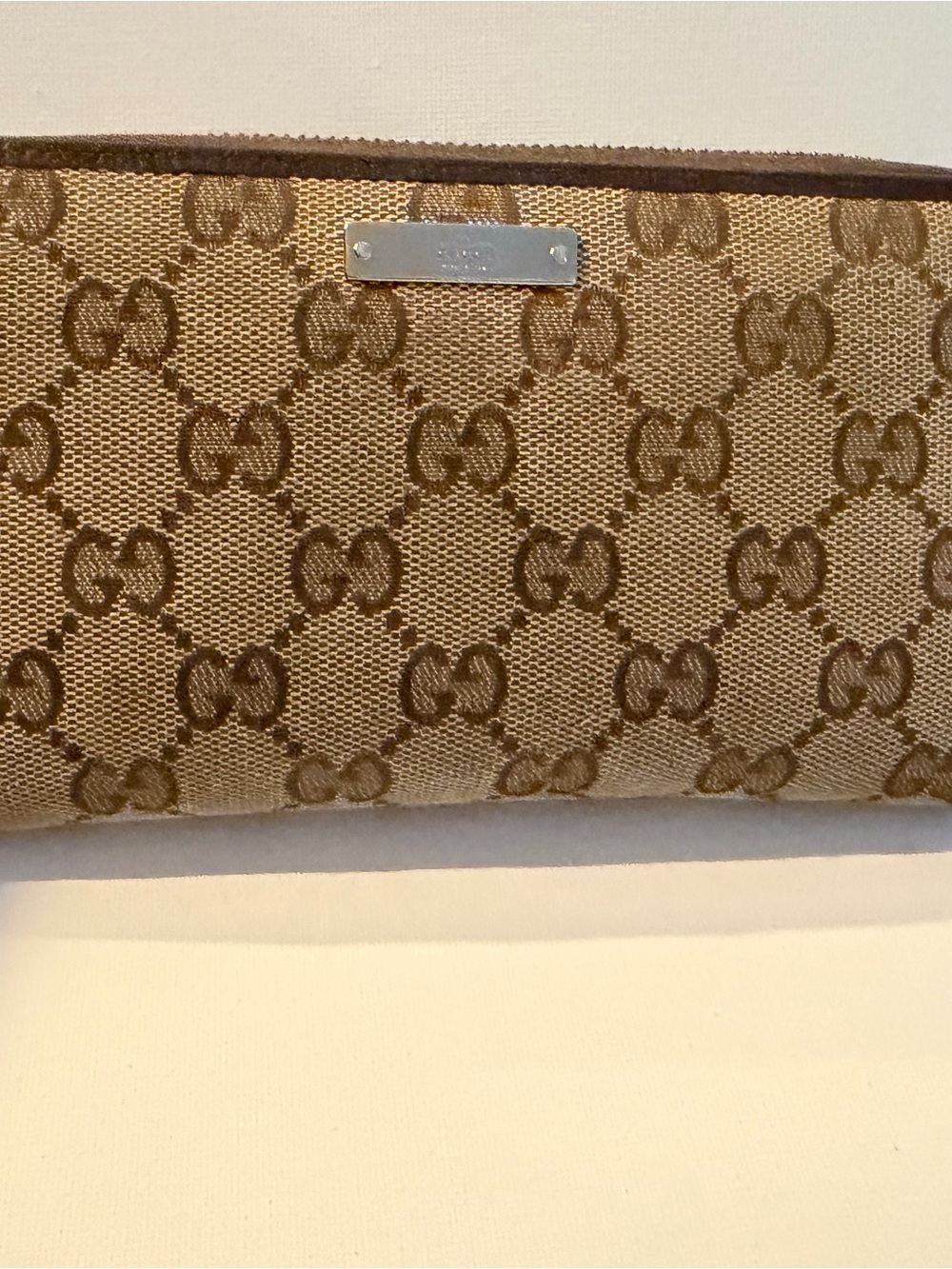 Gucci Brown and Beige GG Canvas Zip Wallet
